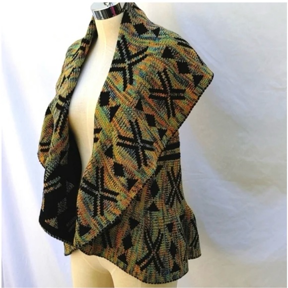 JohnPaulRichard Black and Multicolor Women's Aztec Sweater Vest - Picture 2 of 7